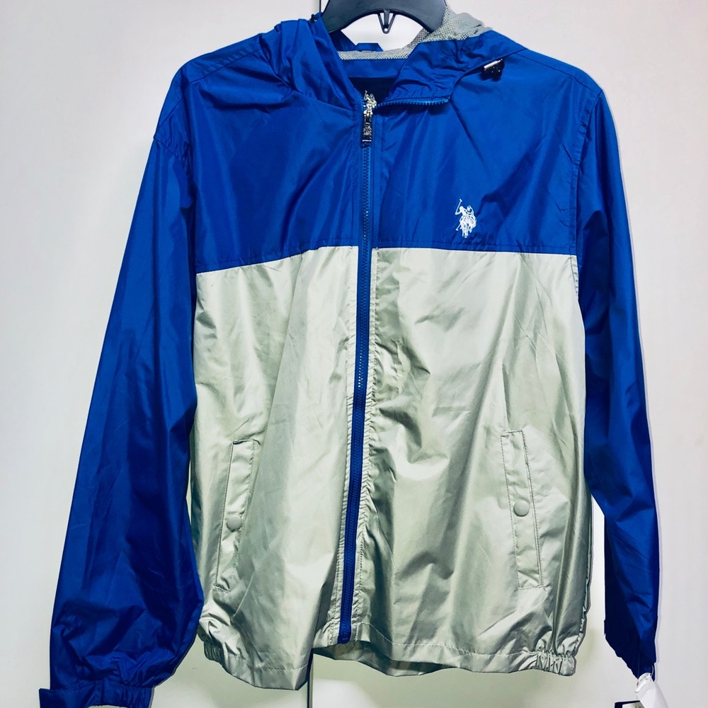 US POLO ASSN Men’s Hooded Windbreaker Color block